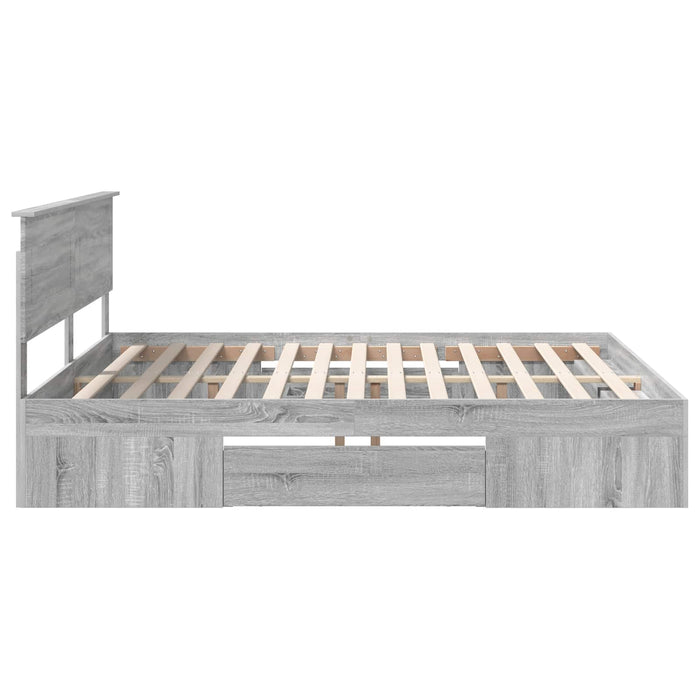Cadru de pat cu headboard Gri Sonoma 180 x 200 cm Lemn compozit - WALTI WALTI