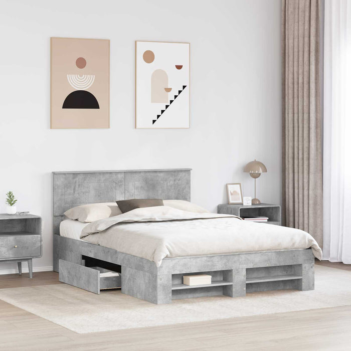 Cadru de pat Gri din beton 160 x 200 cm Lemn compozit - WALTI WALTI