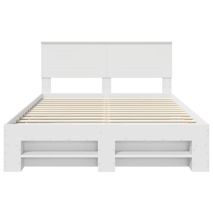 Cadru de pat cu headboard Alb 150 x 200 cm Lemn compozit - WALTI WALTI