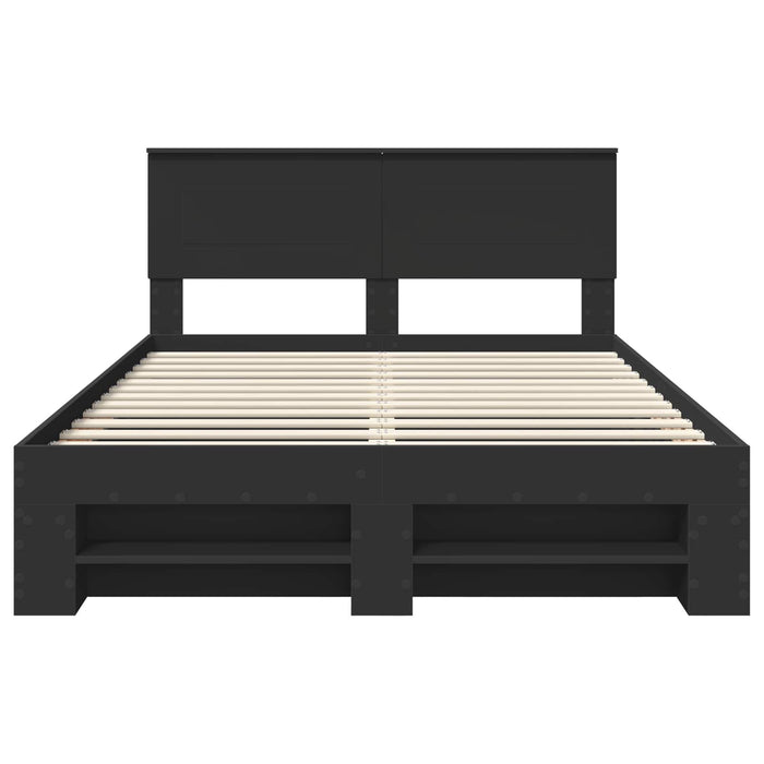 Cadru de pat cu headboard Negru 150 x 200 cm Lemn compozit - WALTI WALTI