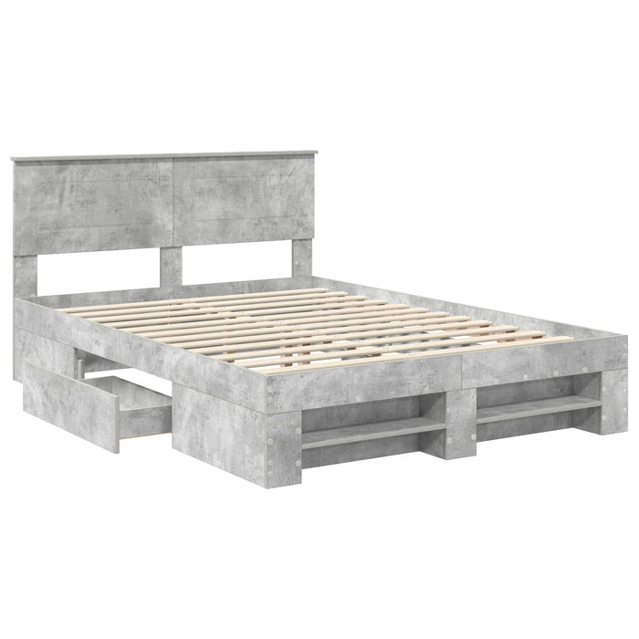 Cadru de pat Gri din beton 150 x 200 cm Lemn compozit - WALTI WALTI