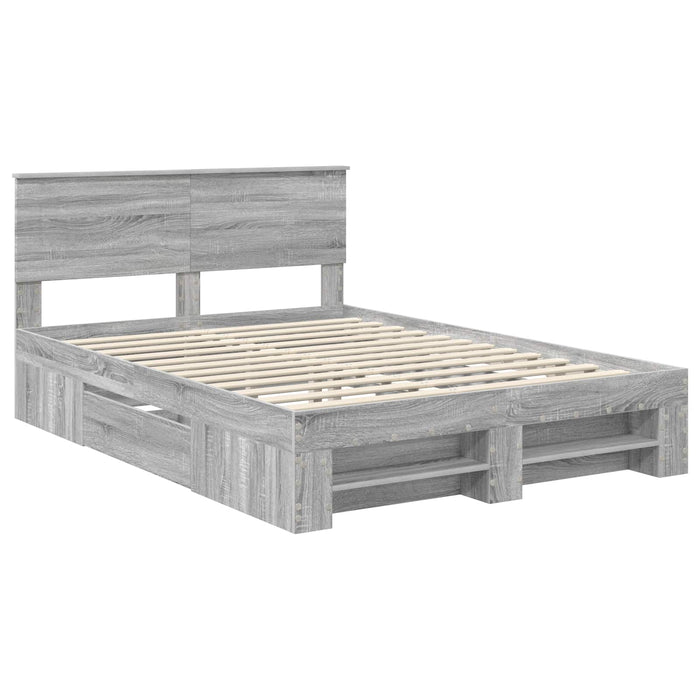 Cadru de pat cu headboard Gri Sonoma 150 x 200 cm Lemn compozit - WALTI WALTI