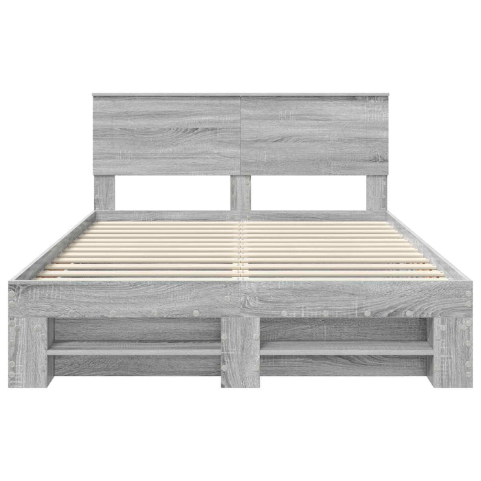 Cadru de pat cu headboard Gri Sonoma 150 x 200 cm Lemn compozit - WALTI WALTI
