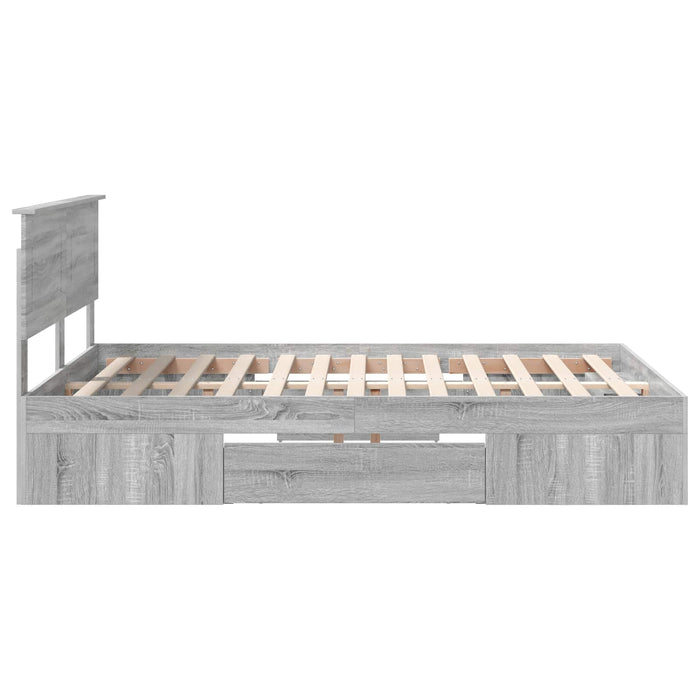 Cadru de pat cu headboard Gri Sonoma 150 x 200 cm Lemn compozit - WALTI WALTI