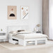 Cadru de pat cu headboard Alb 140 x 200 cm Lemn compozit - WALTI WALTI