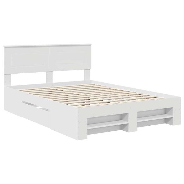 Cadru de pat cu headboard Alb 140 x 200 cm Lemn compozit - WALTI WALTI
