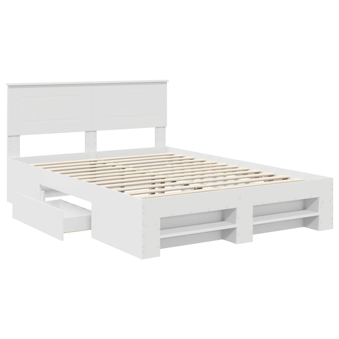 Cadru de pat cu headboard Alb 140 x 200 cm Lemn compozit - WALTI WALTI