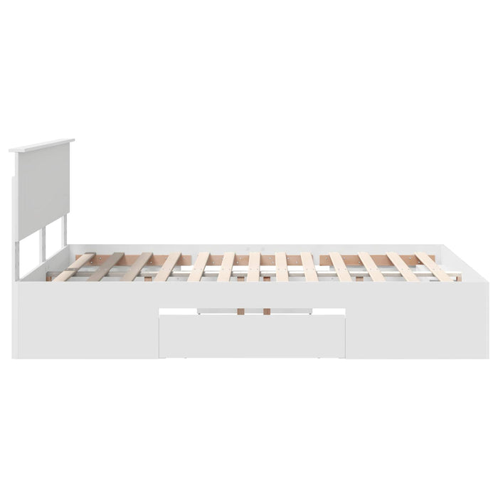 Cadru de pat cu headboard Alb 140 x 200 cm Lemn compozit - WALTI WALTI