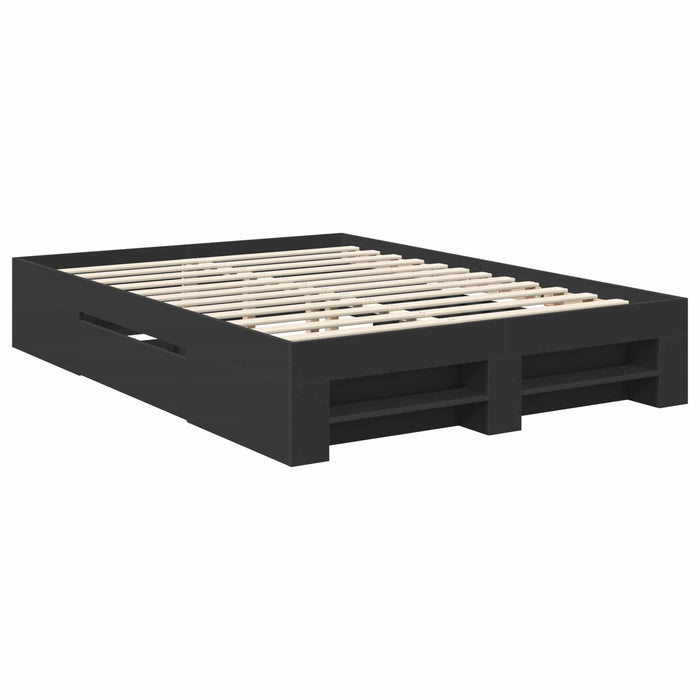 Cadru de pat cu headboard Negru 140 x 200 cm Lemn compozit - WALTI WALTI