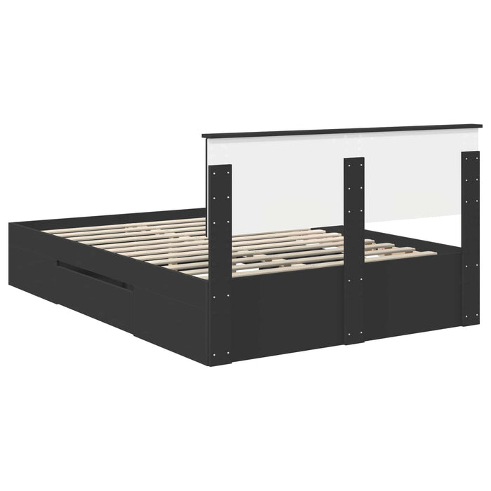 Cadru de pat cu headboard Negru 140 x 200 cm Lemn compozit - WALTI WALTI
