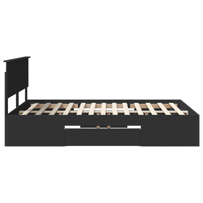 Cadru de pat cu headboard Negru 140 x 200 cm Lemn compozit - WALTI WALTI