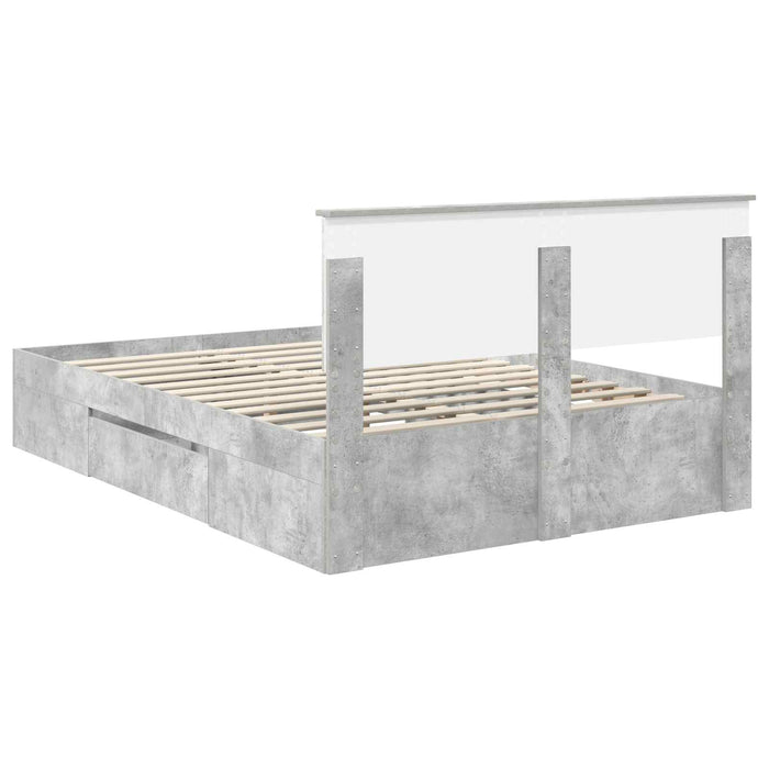 Cadru de pat Gri din beton 140 x 200 cm Lemn compozit - WALTI WALTI