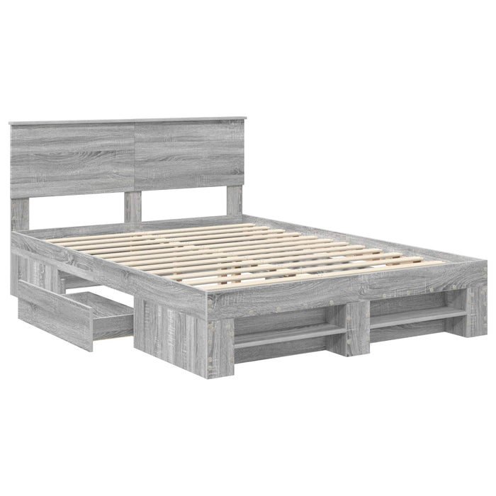 Cadru de pat cu headboard Gri Sonoma 140 x 200 cm Lemn compozit - WALTI WALTI