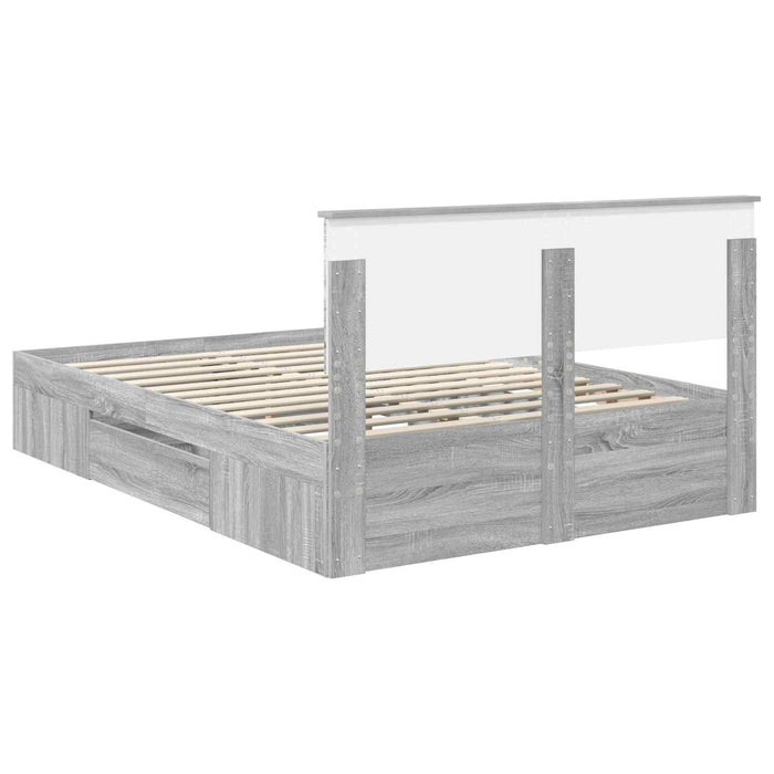Cadru de pat cu headboard Gri Sonoma 140 x 200 cm Lemn compozit - WALTI WALTI