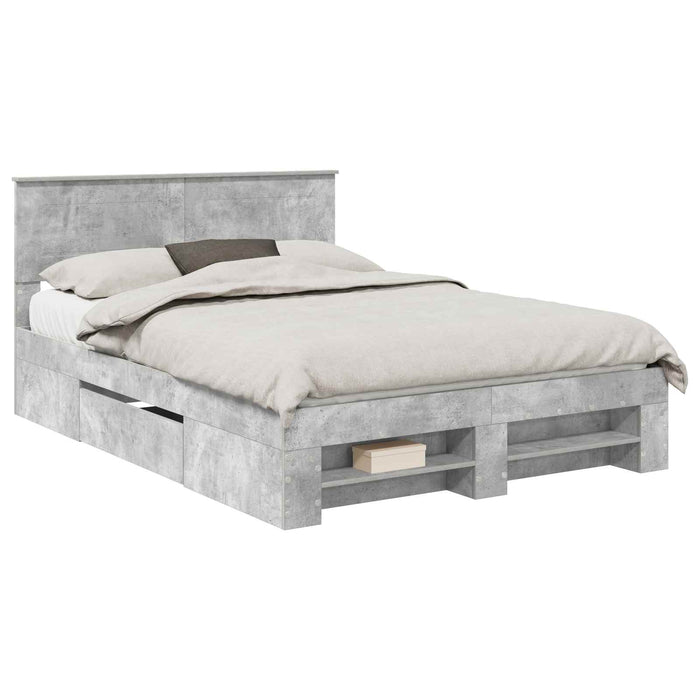 Cadru de pat Gri din beton 140 x 200 cm Lemn compozit - WALTI WALTI