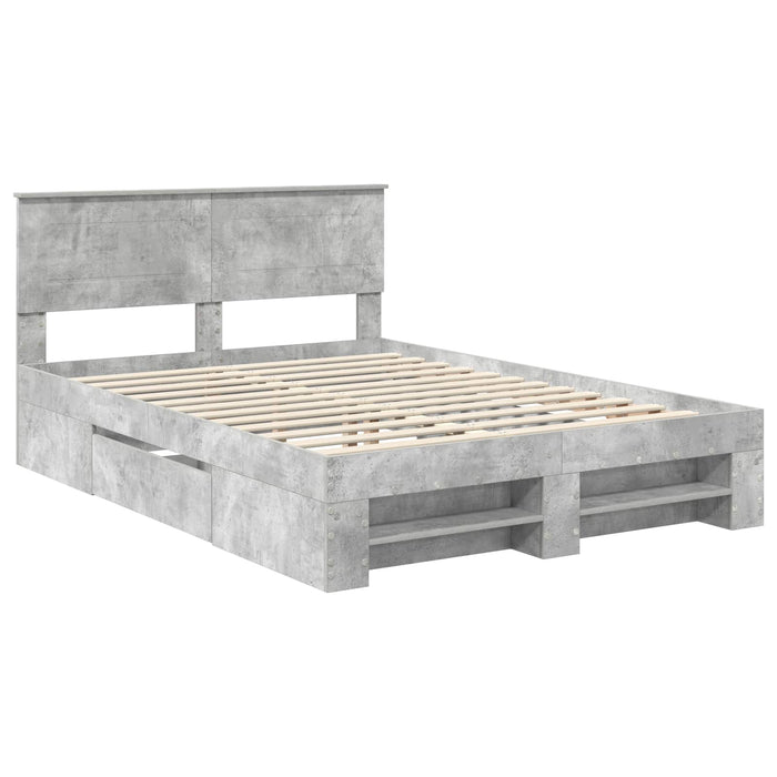 Cadru de pat Gri din beton 140 x 200 cm Lemn compozit - WALTI WALTI