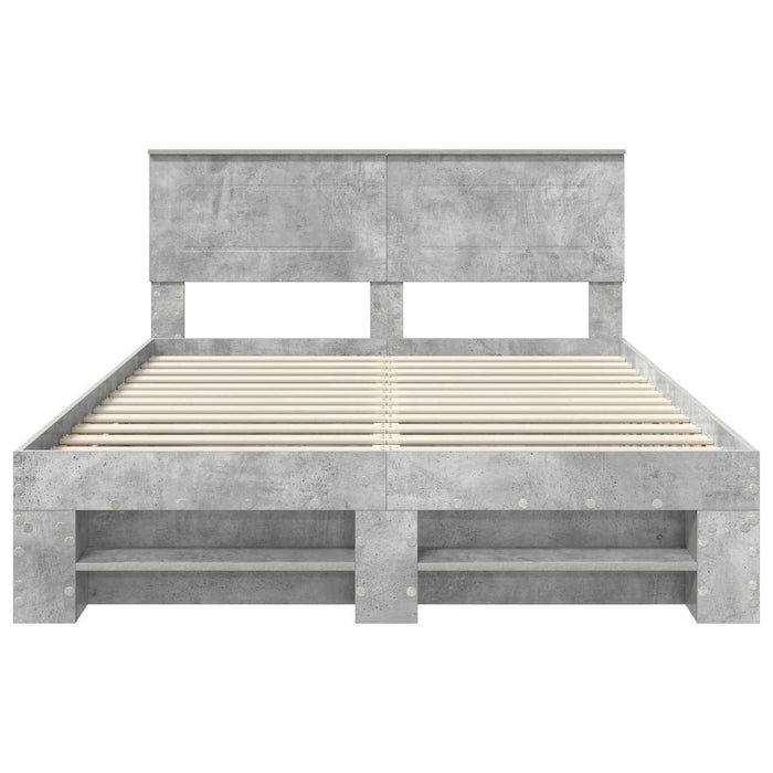 Cadru de pat Gri din beton 140 x 200 cm Lemn compozit - WALTI WALTI
