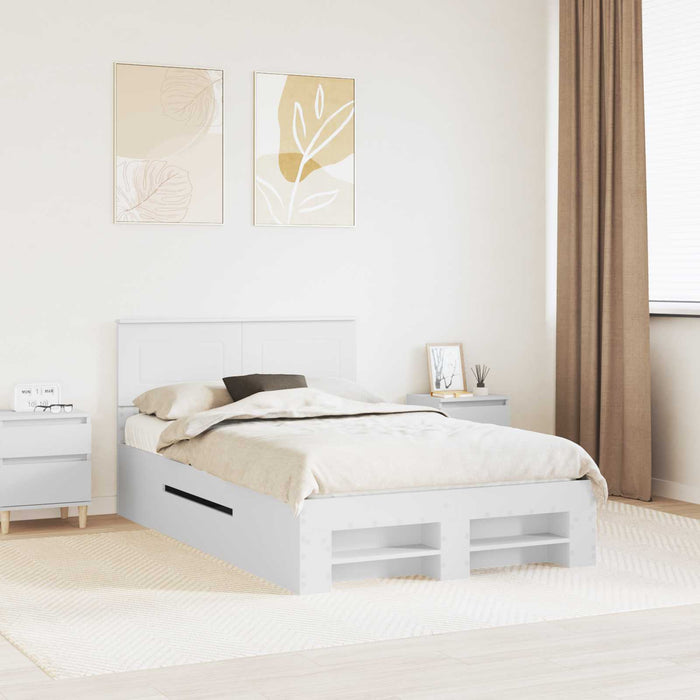 Cadru de pat cu headboard Alb 137 x 203 cm Lemn compozit - WALTI WALTI