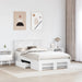 Cadru de pat cu headboard Alb 137 x 203 cm Lemn compozit - WALTI WALTI