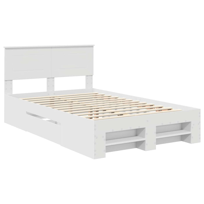 Cadru de pat cu headboard Alb 137 x 203 cm Lemn compozit - WALTI WALTI