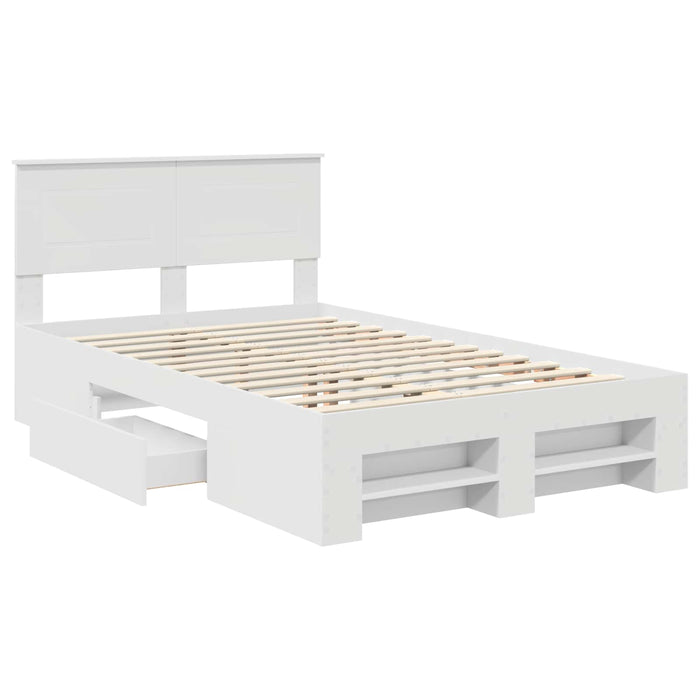 Cadru de pat cu headboard Alb 137 x 203 cm Lemn compozit - WALTI WALTI