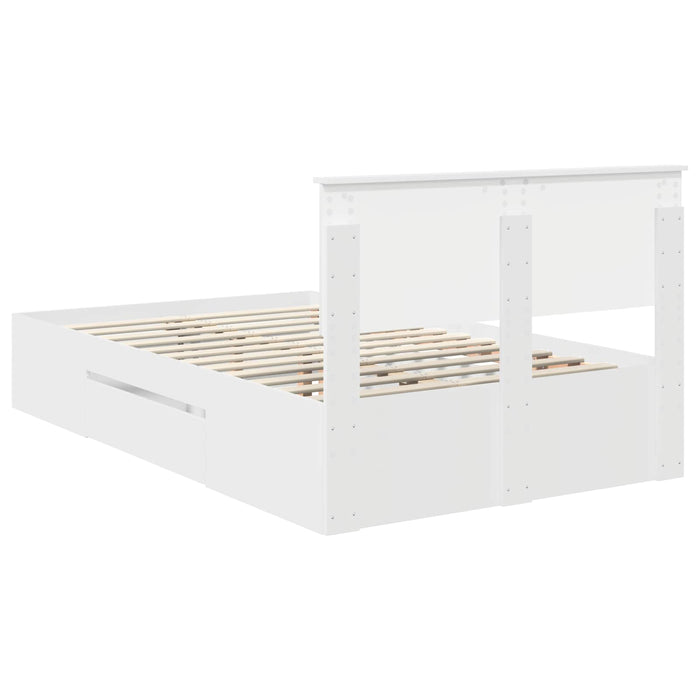 Cadru de pat cu headboard Alb 137 x 203 cm Lemn compozit - WALTI WALTI