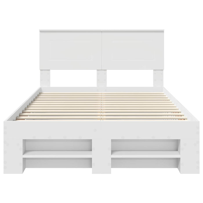 Cadru de pat cu headboard Alb 137 x 203 cm Lemn compozit - WALTI WALTI