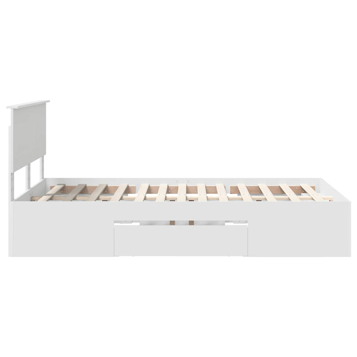 Cadru de pat cu headboard Alb 137 x 203 cm Lemn compozit - WALTI WALTI