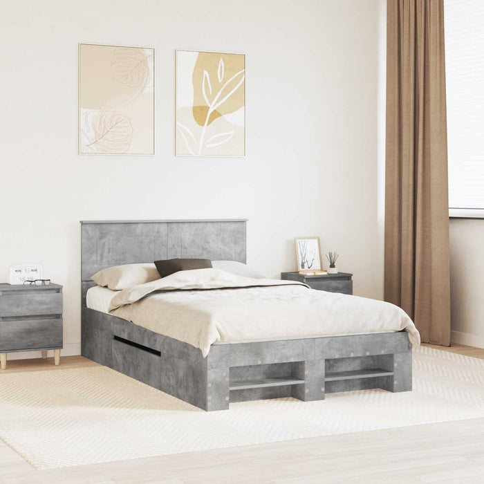 Cadru de pat Gri din beton 137 x 203 cm Lemn compozit - WALTI WALTI