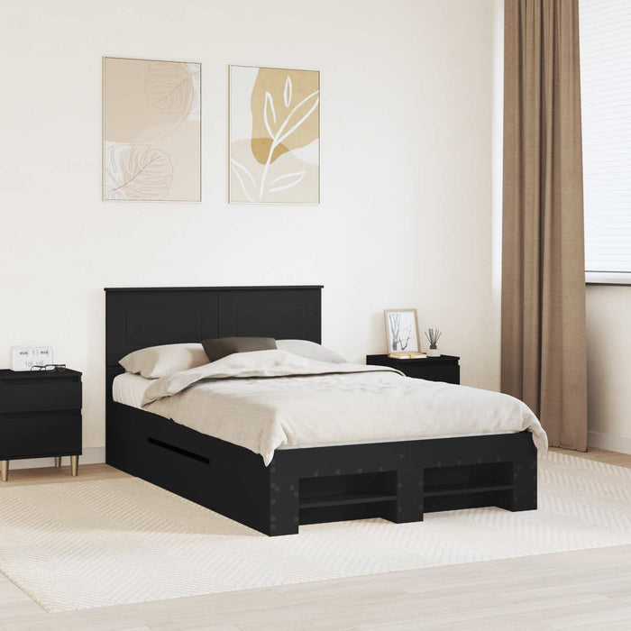 Cadru de pat cu headboard Negru 120 x 200 cm Lemn compozit WALTI