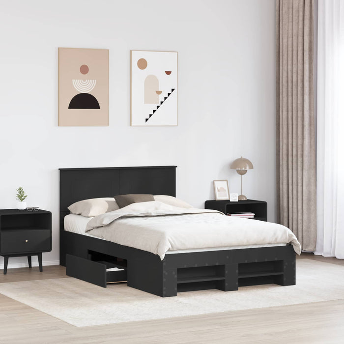 Cadru de pat cu headboard Negru 120 x 200 cm Lemn compozit WALTI