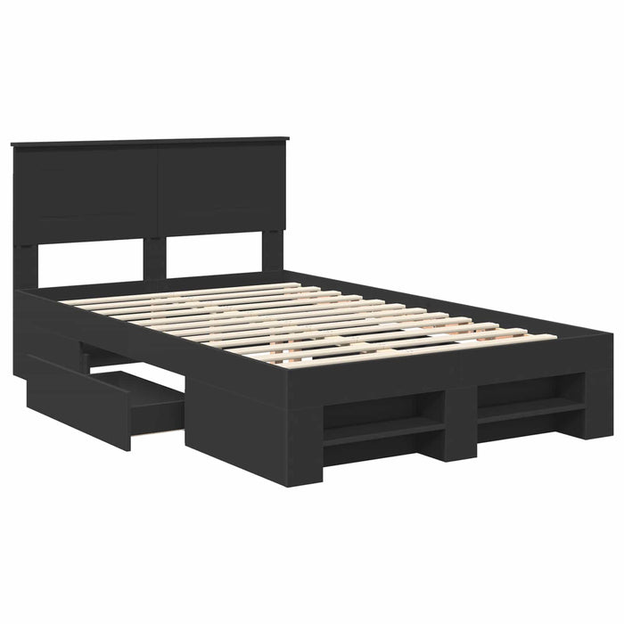 Cadru de pat cu headboard Negru 120 x 200 cm Lemn compozit WALTI