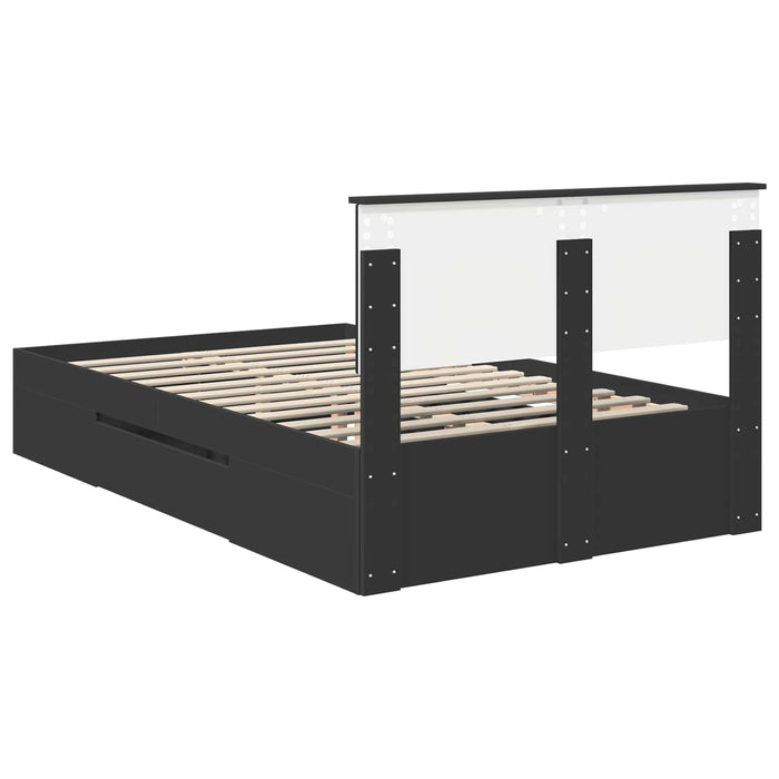 Cadru de pat cu headboard Negru 120 x 200 cm Lemn compozit WALTI