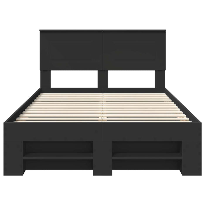 Cadru de pat cu headboard Negru 120 x 200 cm Lemn compozit WALTI