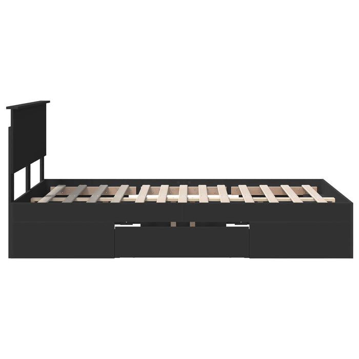 Cadru de pat cu headboard Negru 120 x 200 cm Lemn compozit WALTI