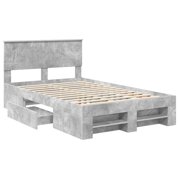 Cadru de pat Gri din beton 120 x 200 cm Lemn compozit WALTI