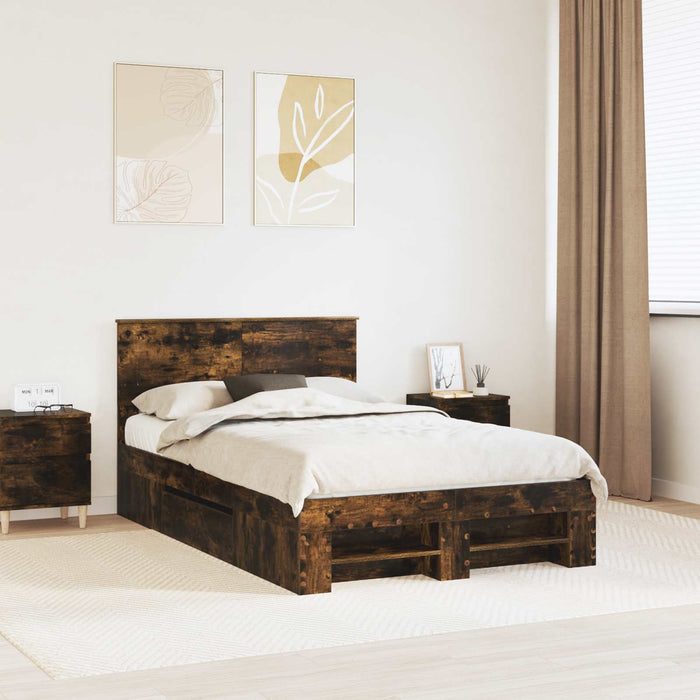 Cadru de pat Stejar fumuriu 120 x 200 cm Lemn compozit - WALTI WALTI