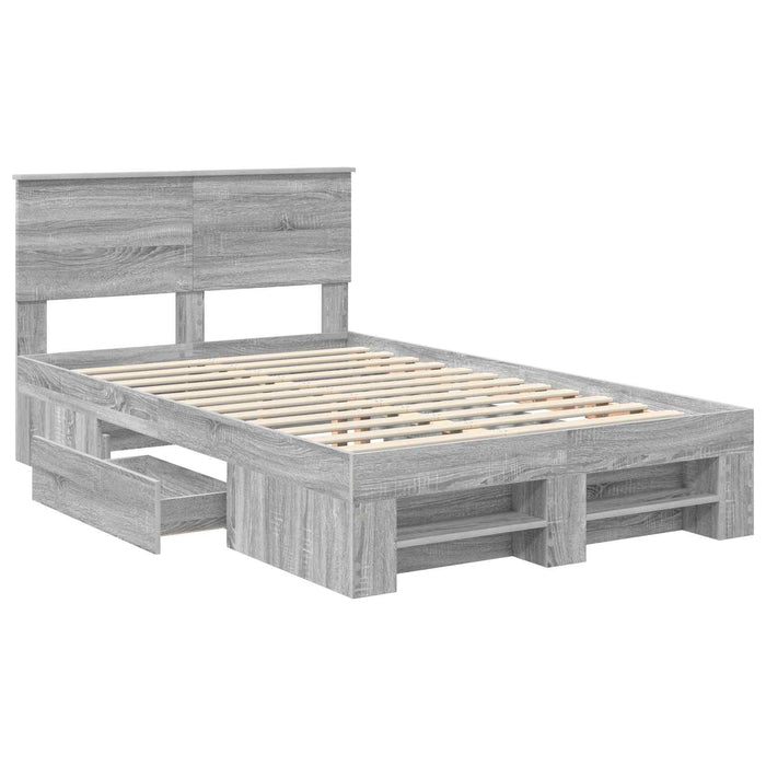Cadru de pat cu headboard Gri Sonoma 120 x 200 cm Lemn compozit - WALTI WALTI