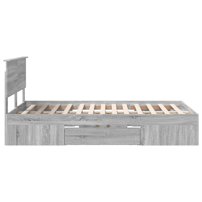 Cadru de pat cu headboard Gri Sonoma 120 x 200 cm Lemn compozit - WALTI WALTI