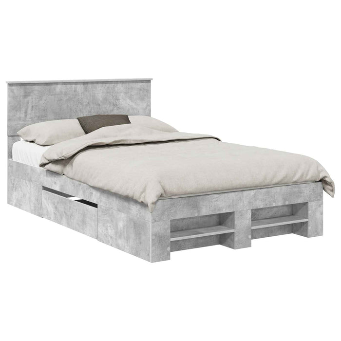 Cadru de pat Gri din beton 120 x 200 cm Lemn compozit - WALTI WALTI