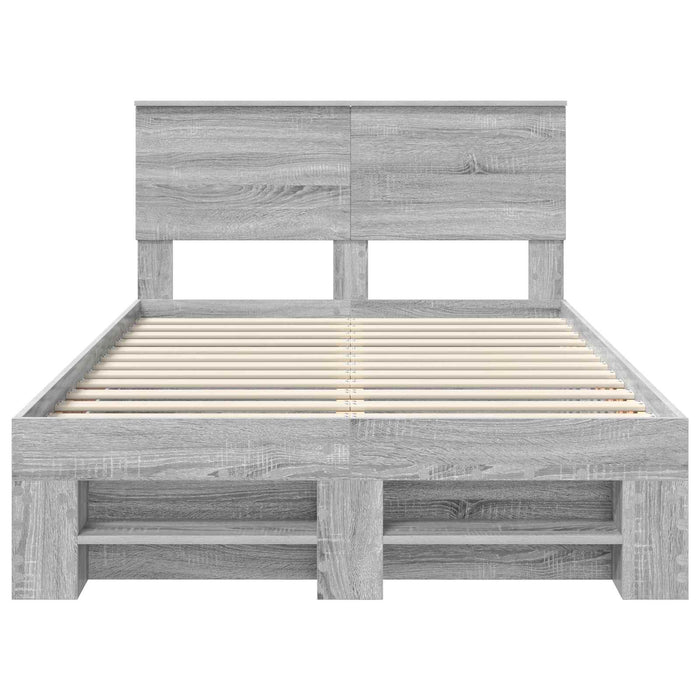 Cadru de pat cu headboard Gri Sonoma 120 x 200 cm Lemn compozit - WALTI WALTI
