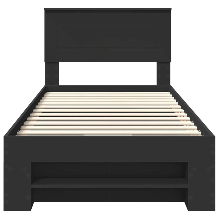 Cadru de pat cu headboard Negru 100 x 200 m Lemn compozit WALTI