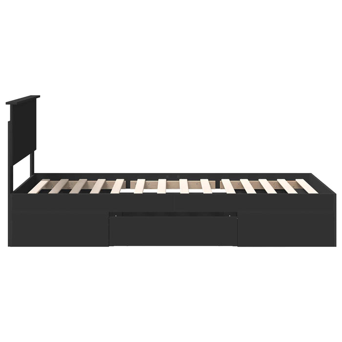 Cadru de pat cu headboard Negru 100 x 200 m Lemn compozit WALTI