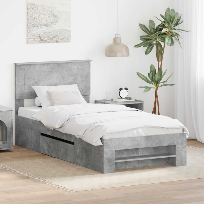 Cadru de pat Gri din beton 100 x 200 m Lemn compozit - WALTI WALTI