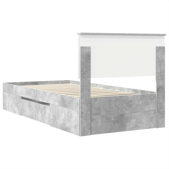 Cadru de pat Gri din beton 100 x 200 m Lemn compozit - WALTI WALTI