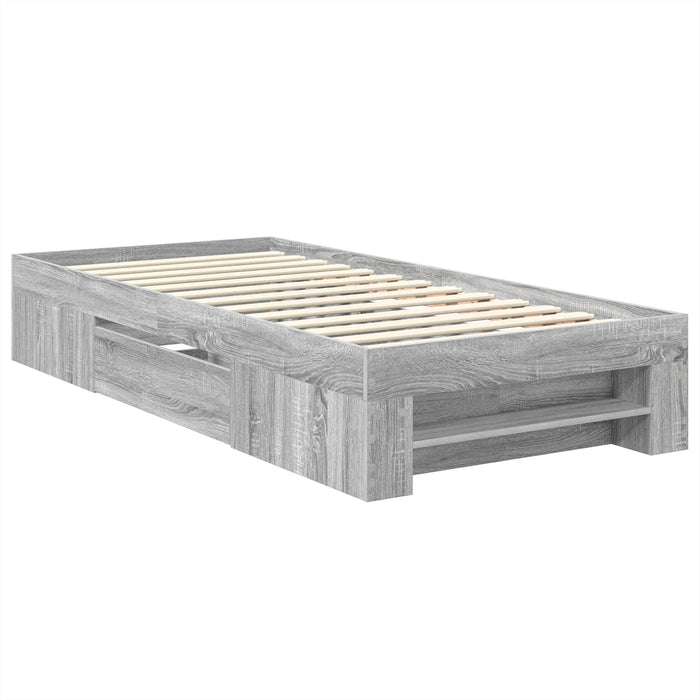 Cadru de pat cu headboard Gri Sonoma 100 x 200 m Lemn compozit - WALTI WALTI