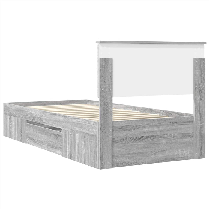 Cadru de pat cu headboard Gri Sonoma 100 x 200 m Lemn compozit - WALTI WALTI