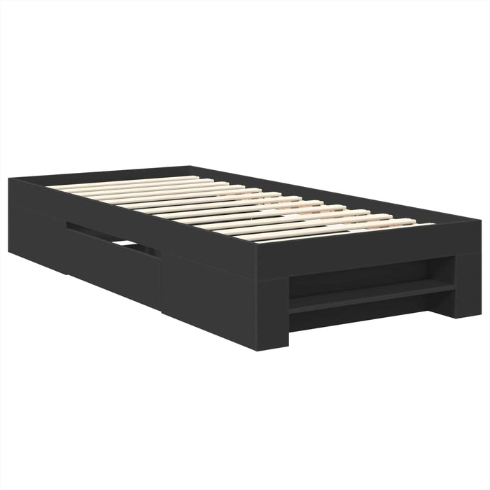Cadru de pat cu headboard Negru 90 x 200 cm Lemn compozit - WALTI WALTI