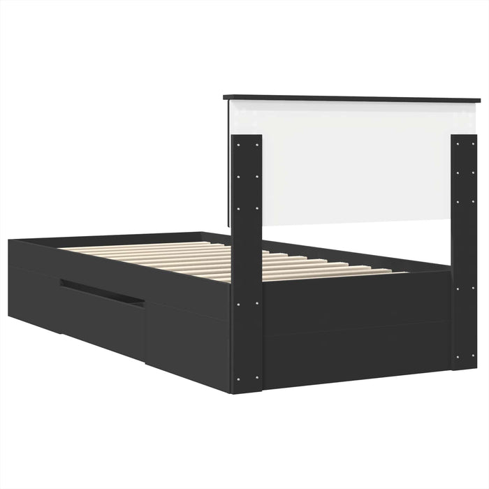 Cadru de pat cu headboard Negru 90 x 200 cm Lemn compozit - WALTI WALTI
