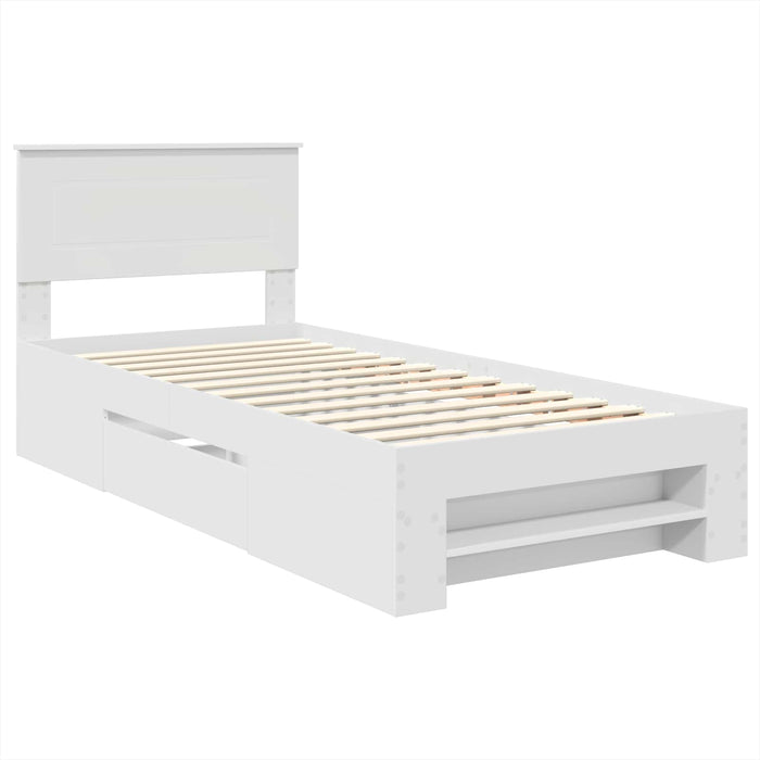 Cadru de pat cu headboard Alb 90 x 200 cm Lemn compozit - WALTI WALTI